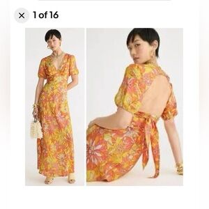 J.CREW COLLECTION Puff-Sleeve Cupro-Blend Maxi Dress in Sunset Floral